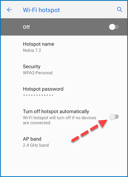 Android Wi-Fi hotspot settings