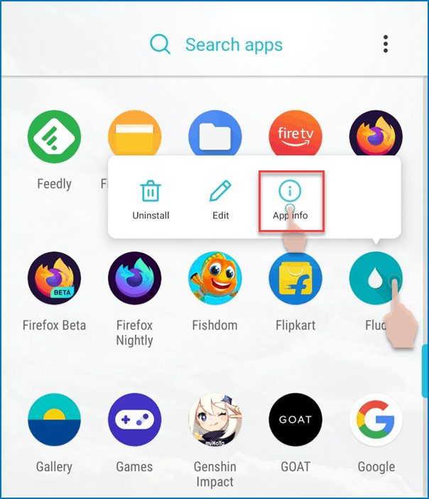 All Apps - App options in OnePlus launcher