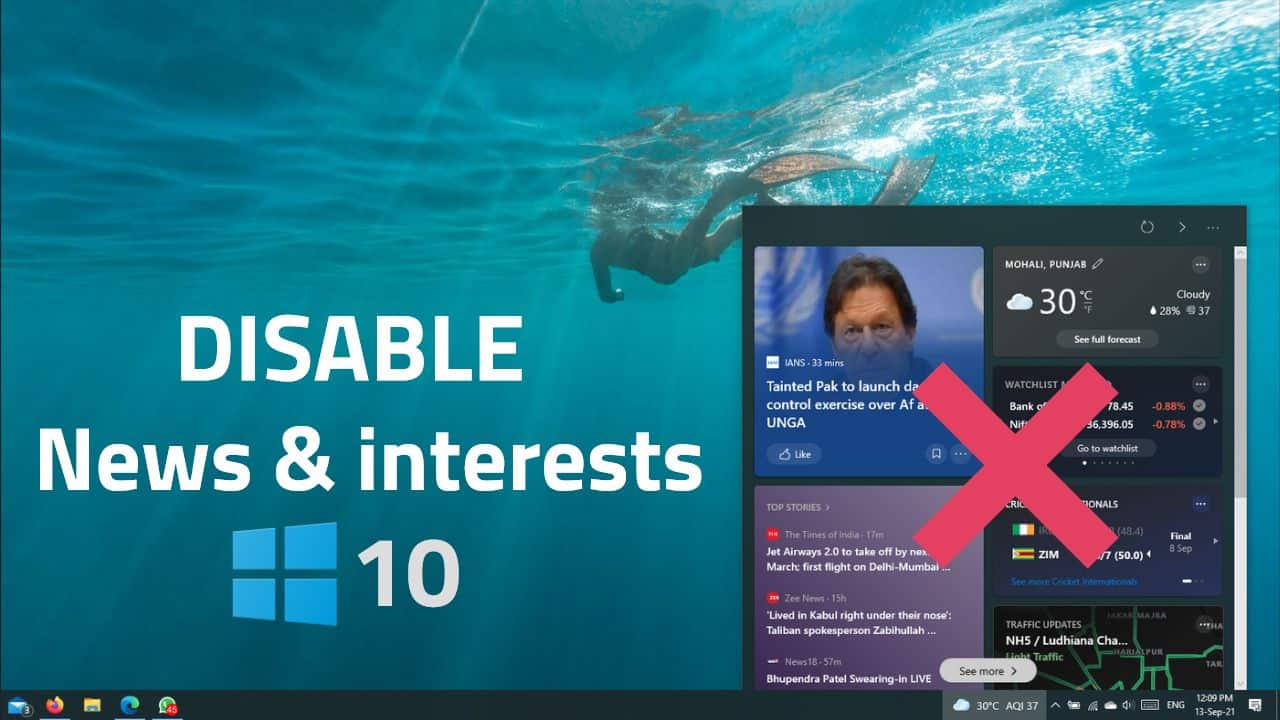 Disable or modify the news and interest section on Windows 10 taskbar