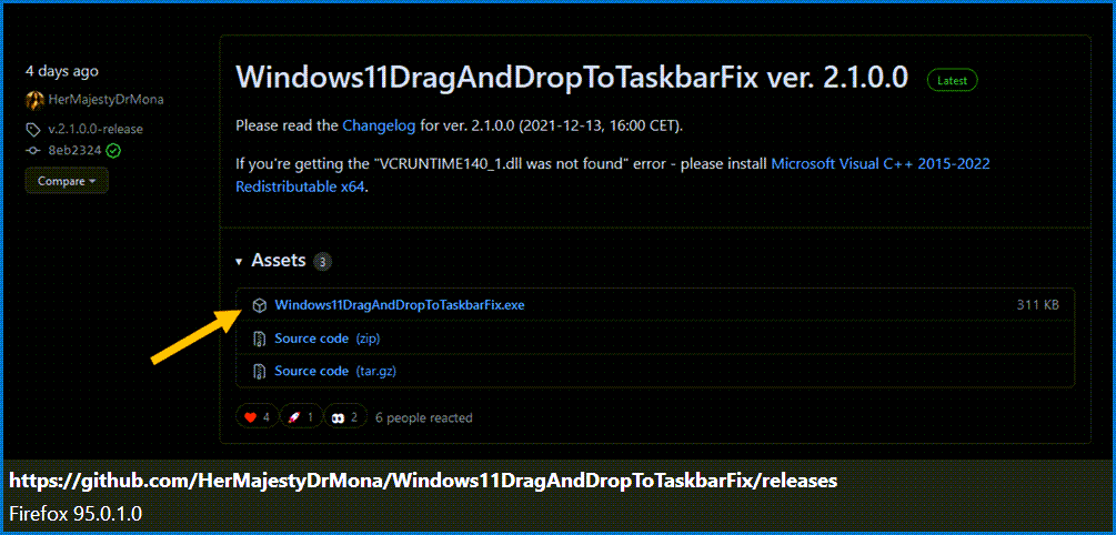 Download Windows 11 Drag and Drop to the Taskbar FIx