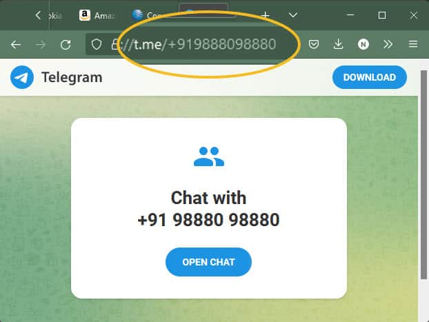 Start Telegram chat to a phone number