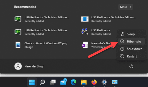 windows 11 enable hibernate in power menu