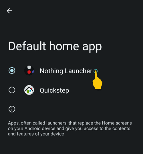 Set default home app to Nothing Launcher