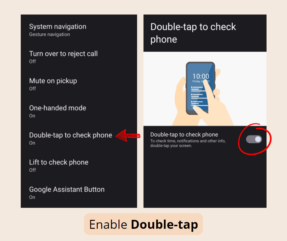 Enable Double Tap switch in Gesture settings on Nokia smartphone