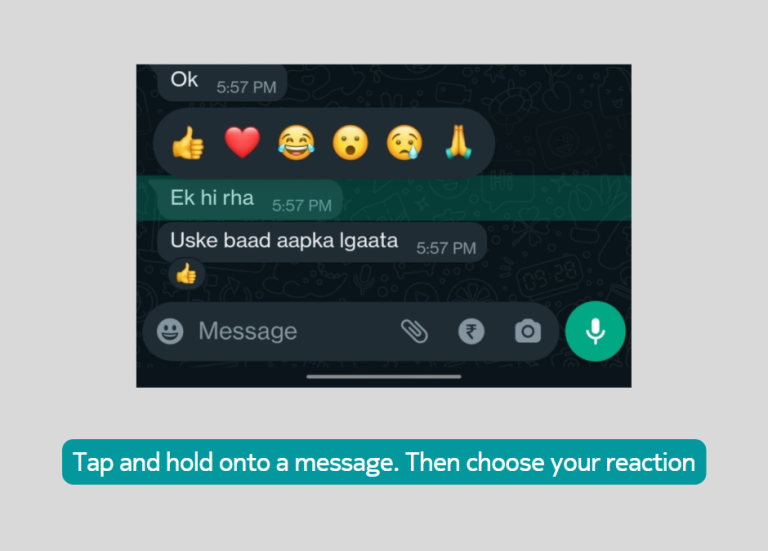 whatsapp react to message iphone