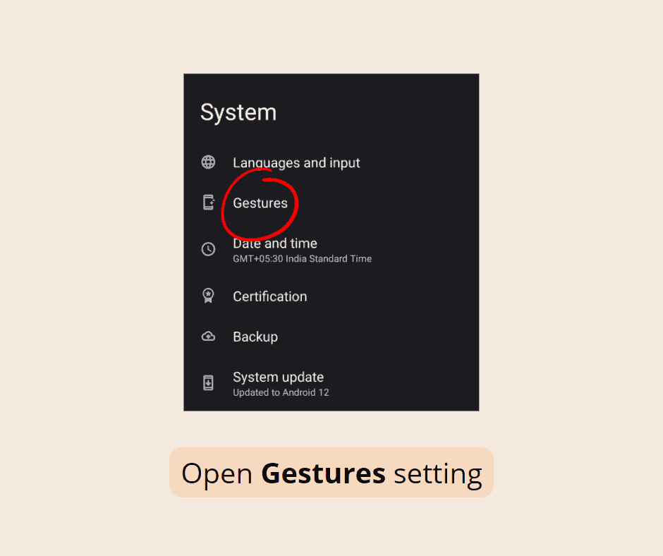 Open Gestures sub-setting on the Nokia smartphoine