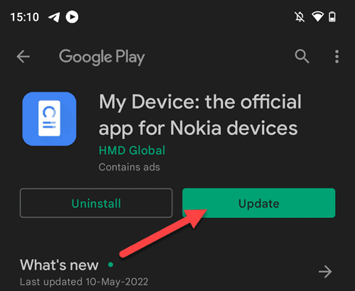 Update My Device app from the Google Play Store
