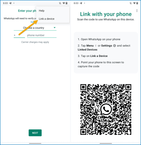 how to link another whatsapp to my phone