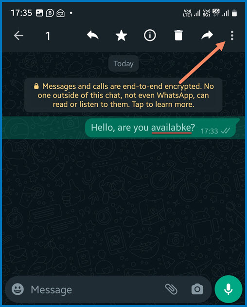 SSteps to edit message in WhatsApp