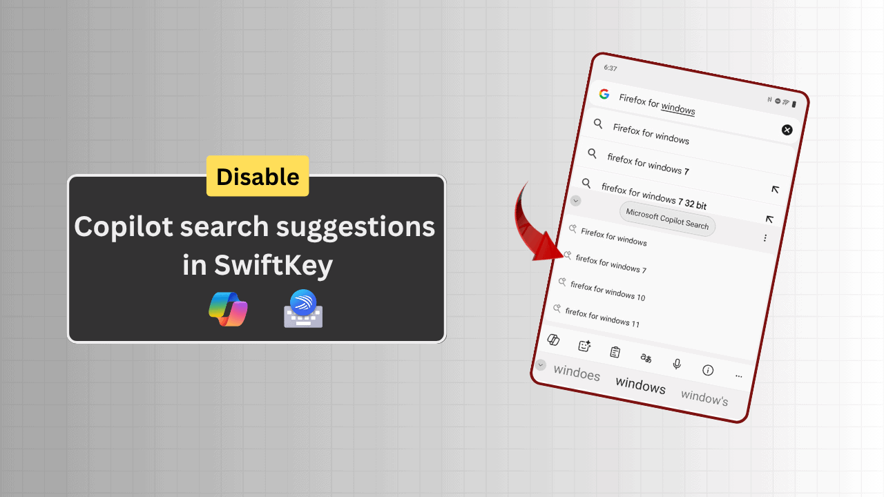 Copilot search suggestions showing up in Swiftkey keyboard while typing in Chrome address bar