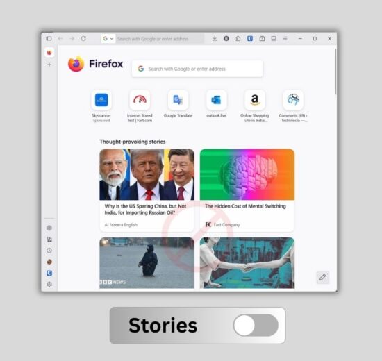 Turn off stories on Firefox for PC, Linux and Android